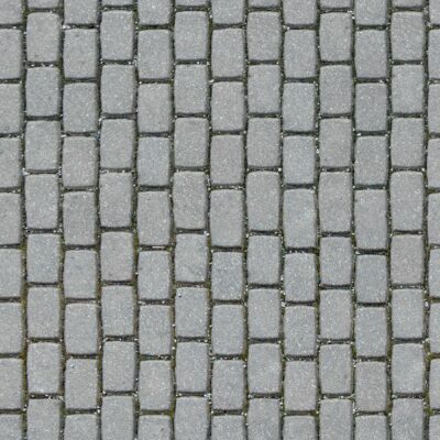 Rectangular concrete brick pavement with grass