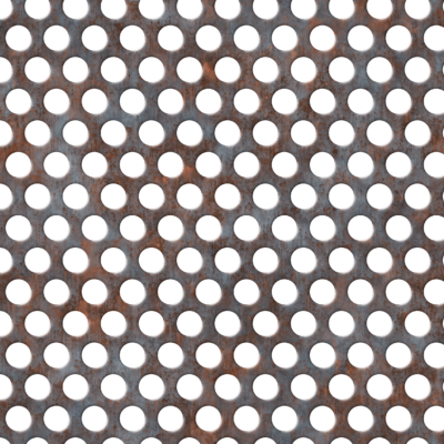 Rusty circle perforated metal sheet