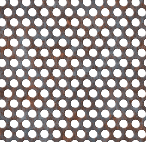 Rusty circle perforated metal sheet tiling texture