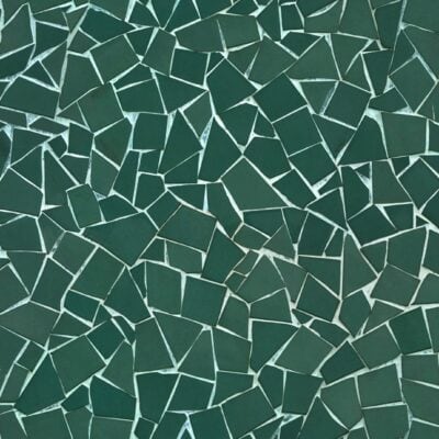 Shattered green mosaic wall