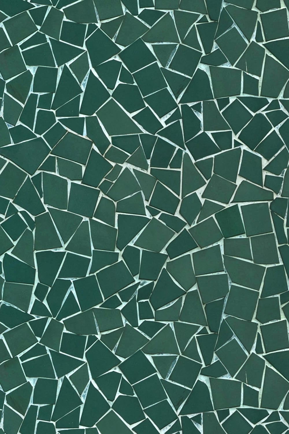 Shattered green mosaic wall - close-up