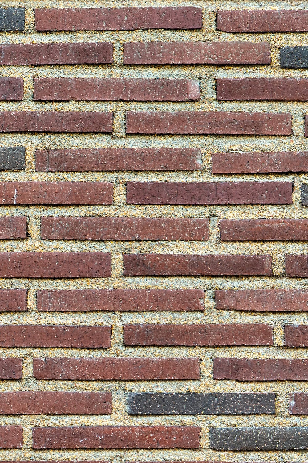 Long decorative red and black brick wall - close-up