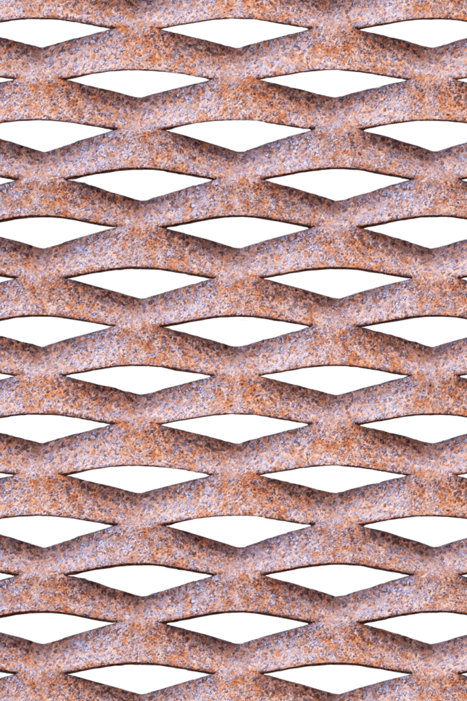 rusty metal mesh screen close-up
