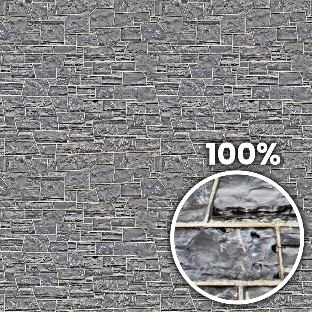 Tiling preview of a stone wall with irregular stones with embossed grouts