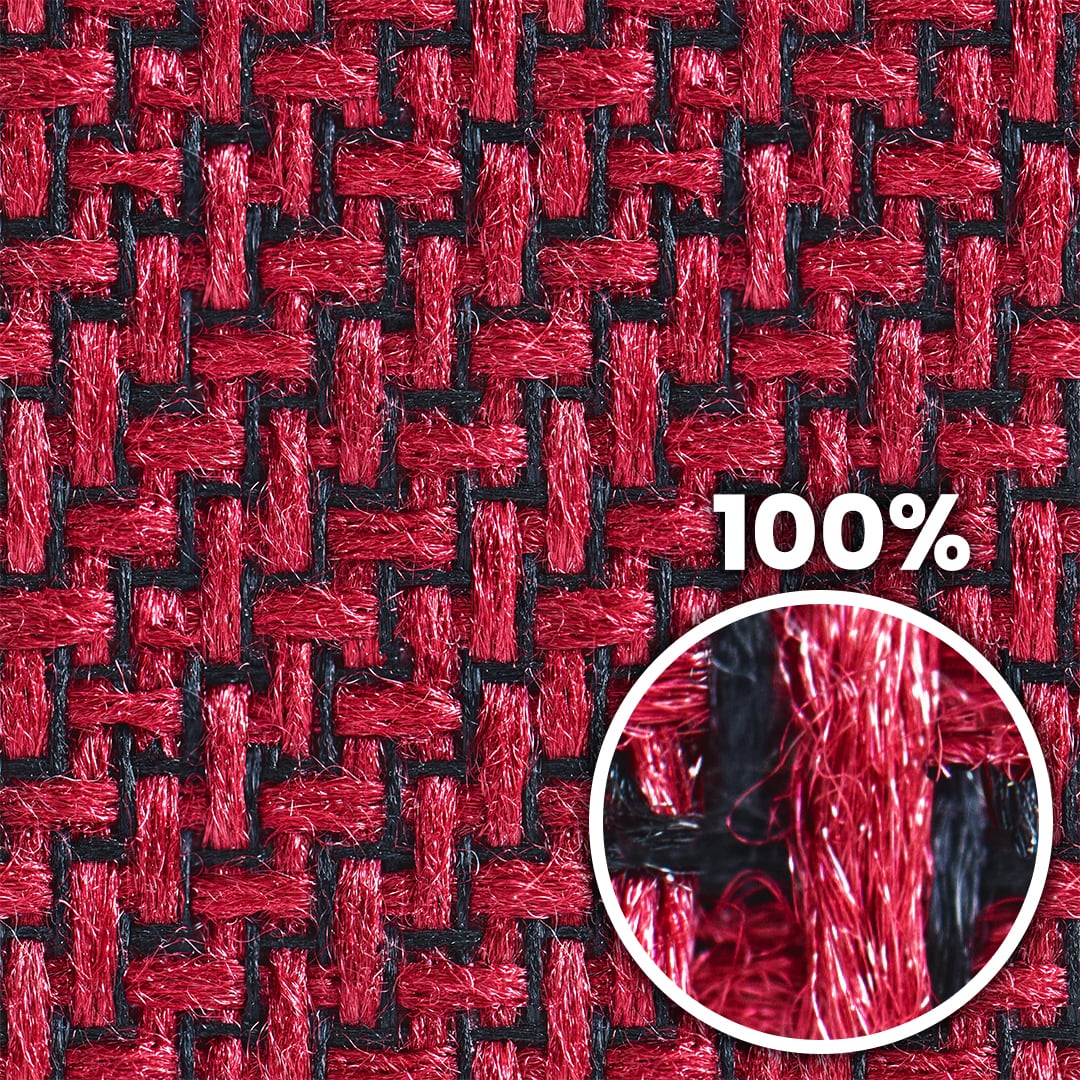Tiling preview of a plastic textile with red and black fibers woven in zigzag