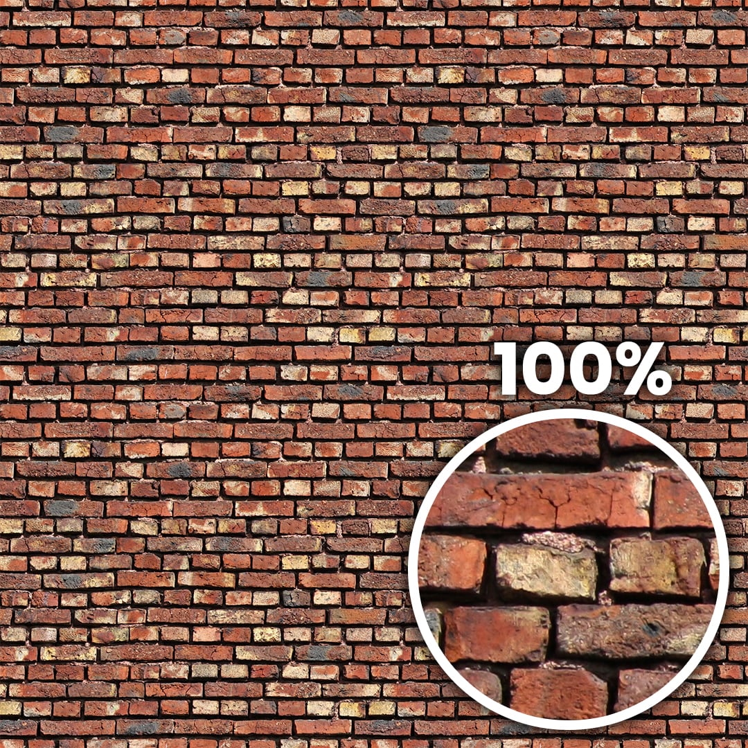 Tiling preview of an old brick wall with missing mortar