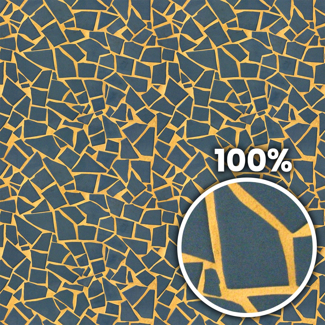 Tiling preview of a wall with broken shattered tiles arranged as a mosaic