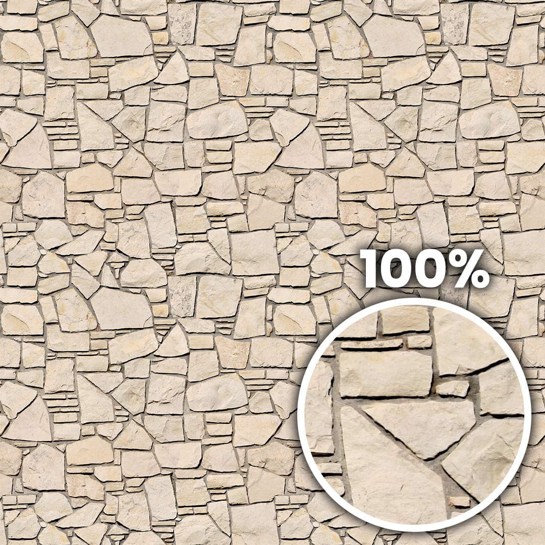 Tiling preview of a warm and soft wall with irregular stones