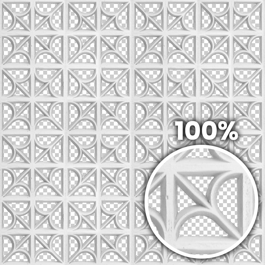 Tiling preview of an islamic style concrete window screen with transparent background