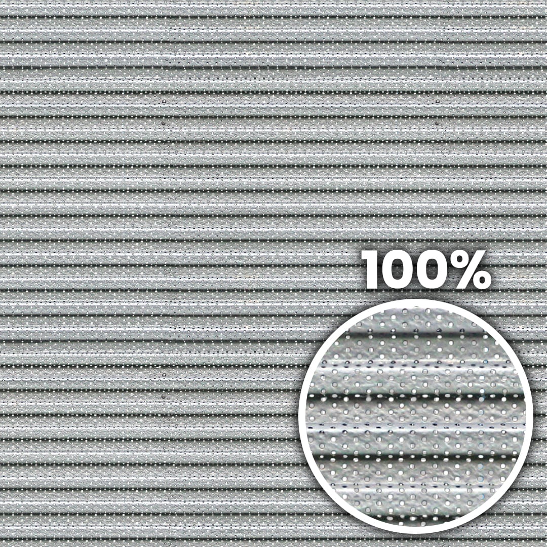 Tiling preview of a smooth undulating perforated metal sliding shopfront