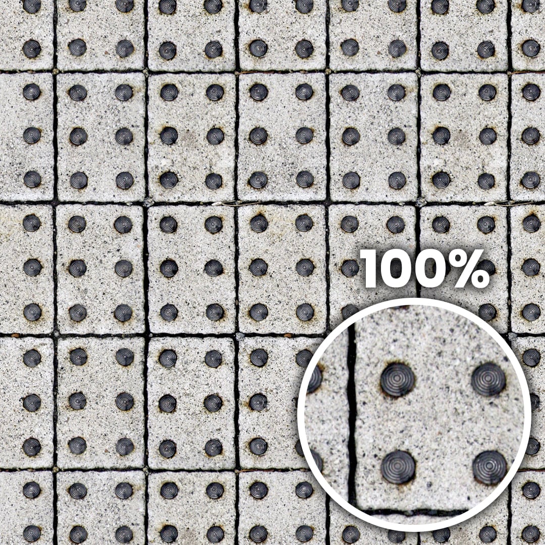 Tiling preview of concrete pavers with round anti slip steel studs