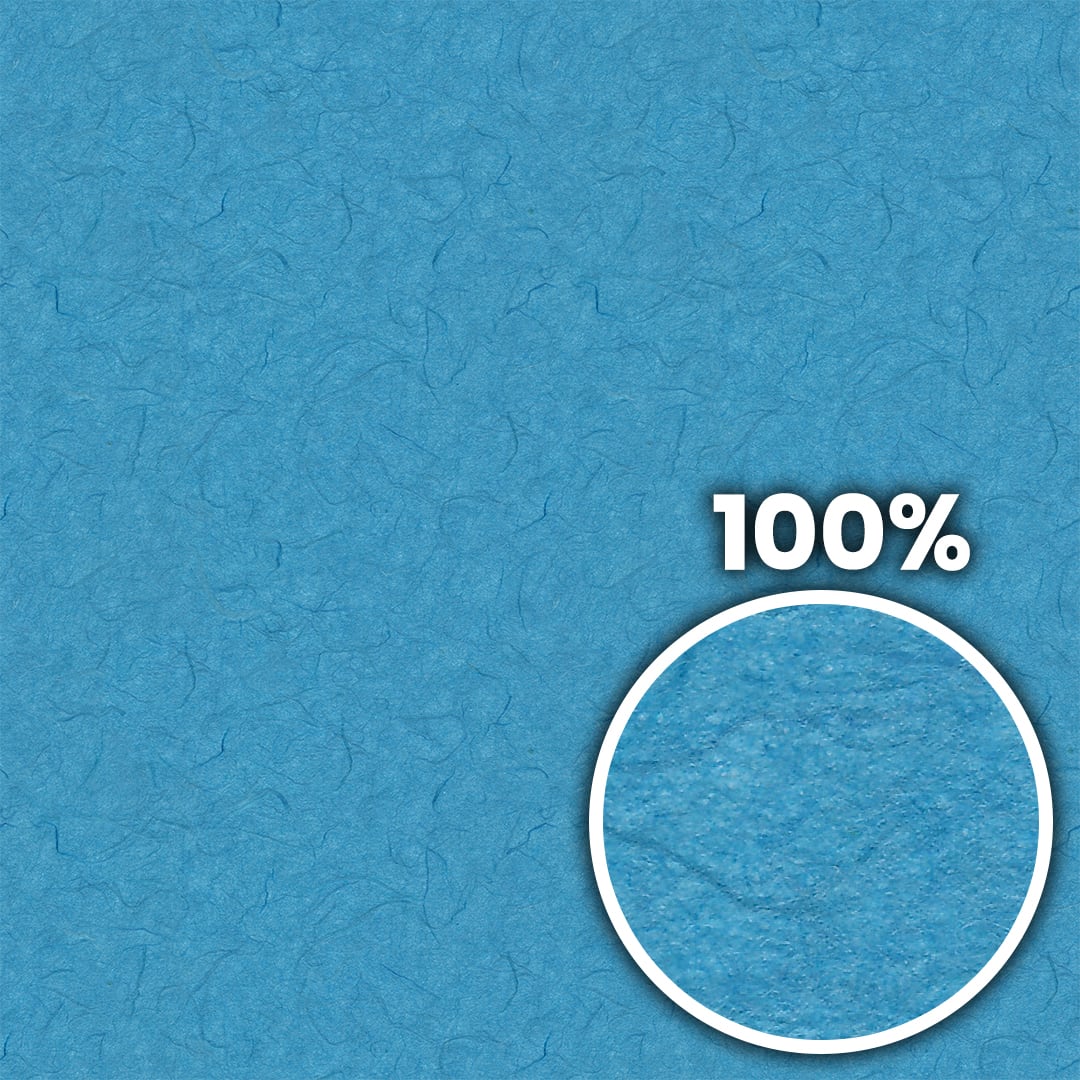 Tiling preview of a handmade blue paper with random darker fibers