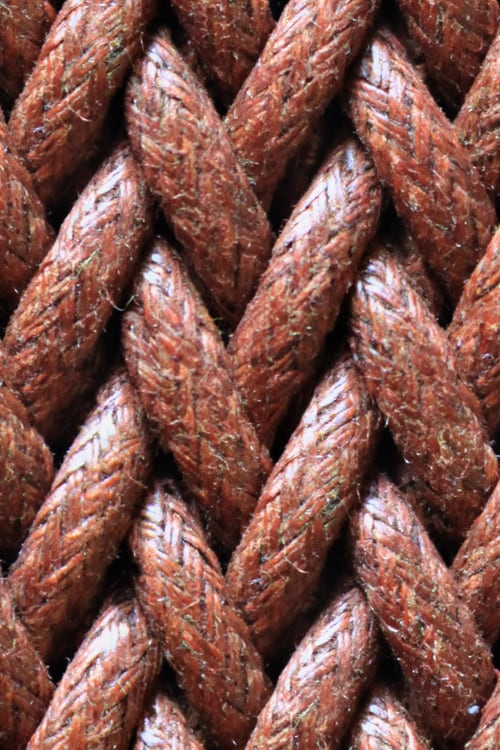 Close-up of a braided paracord belt