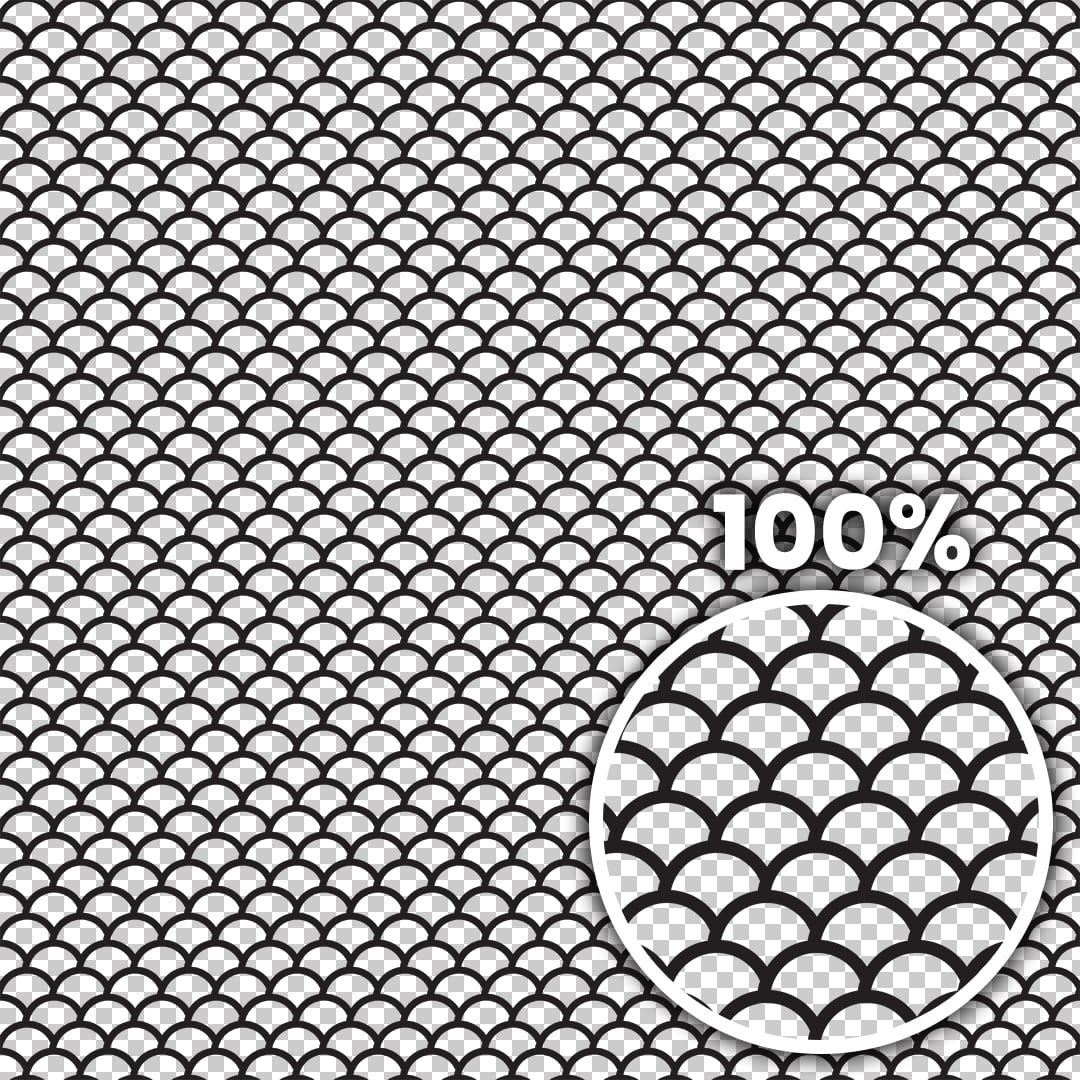 Tiling preview of a simple Japanese fish scale pattern with transparent background