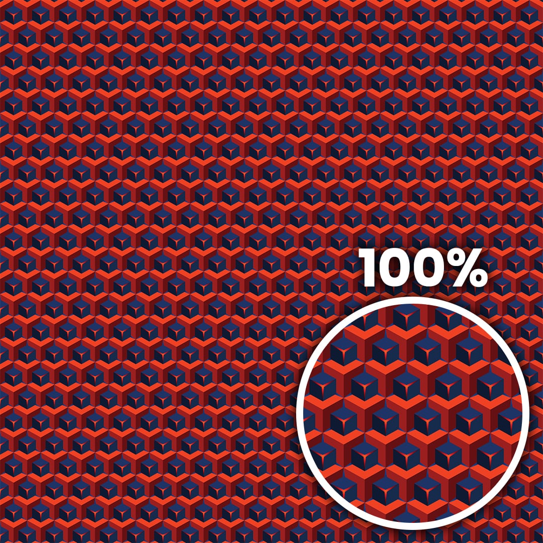 Tiling preview of 3D isometric cubes with blue and red shades