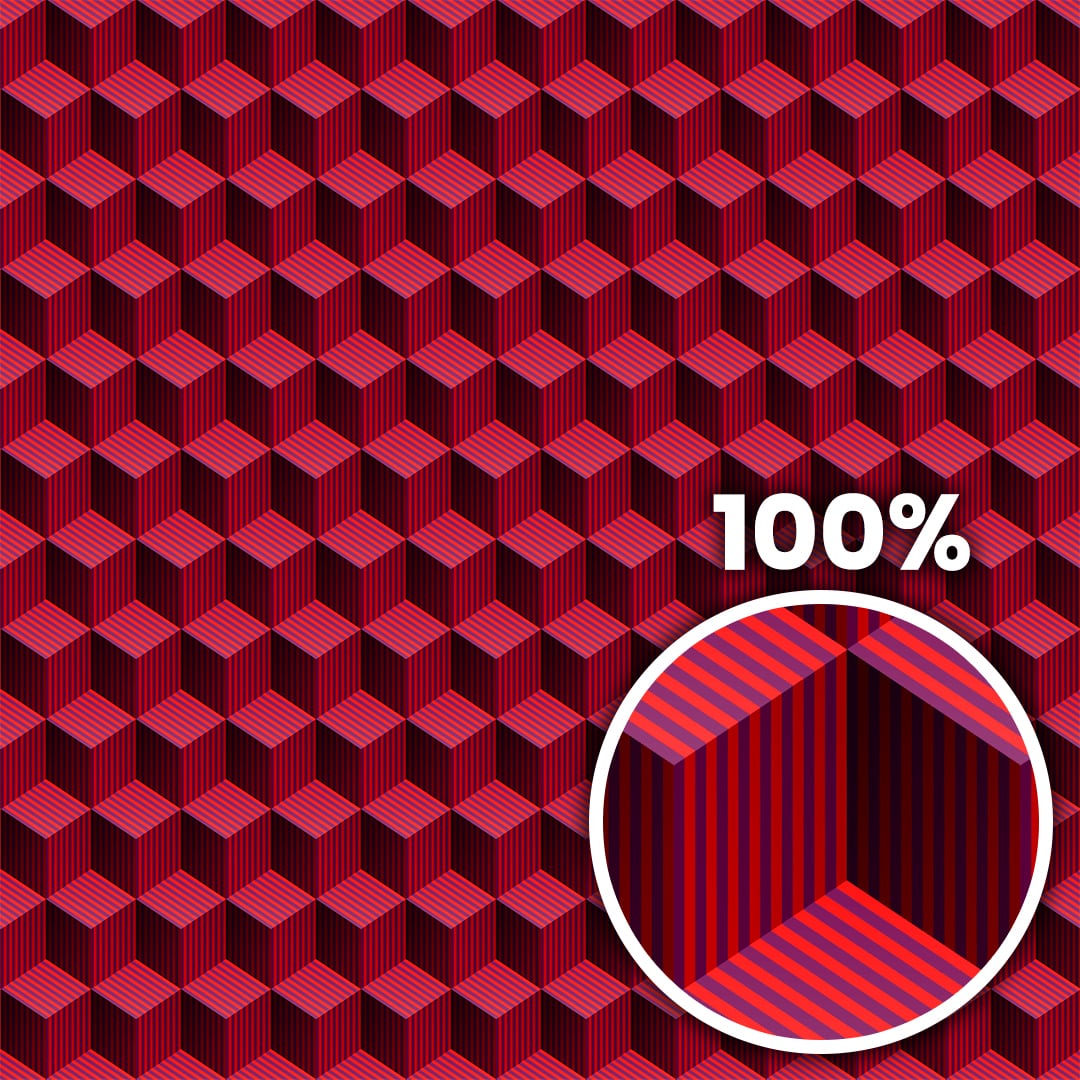 Tiling preview of 3D isometric cubes with red and purple stripes