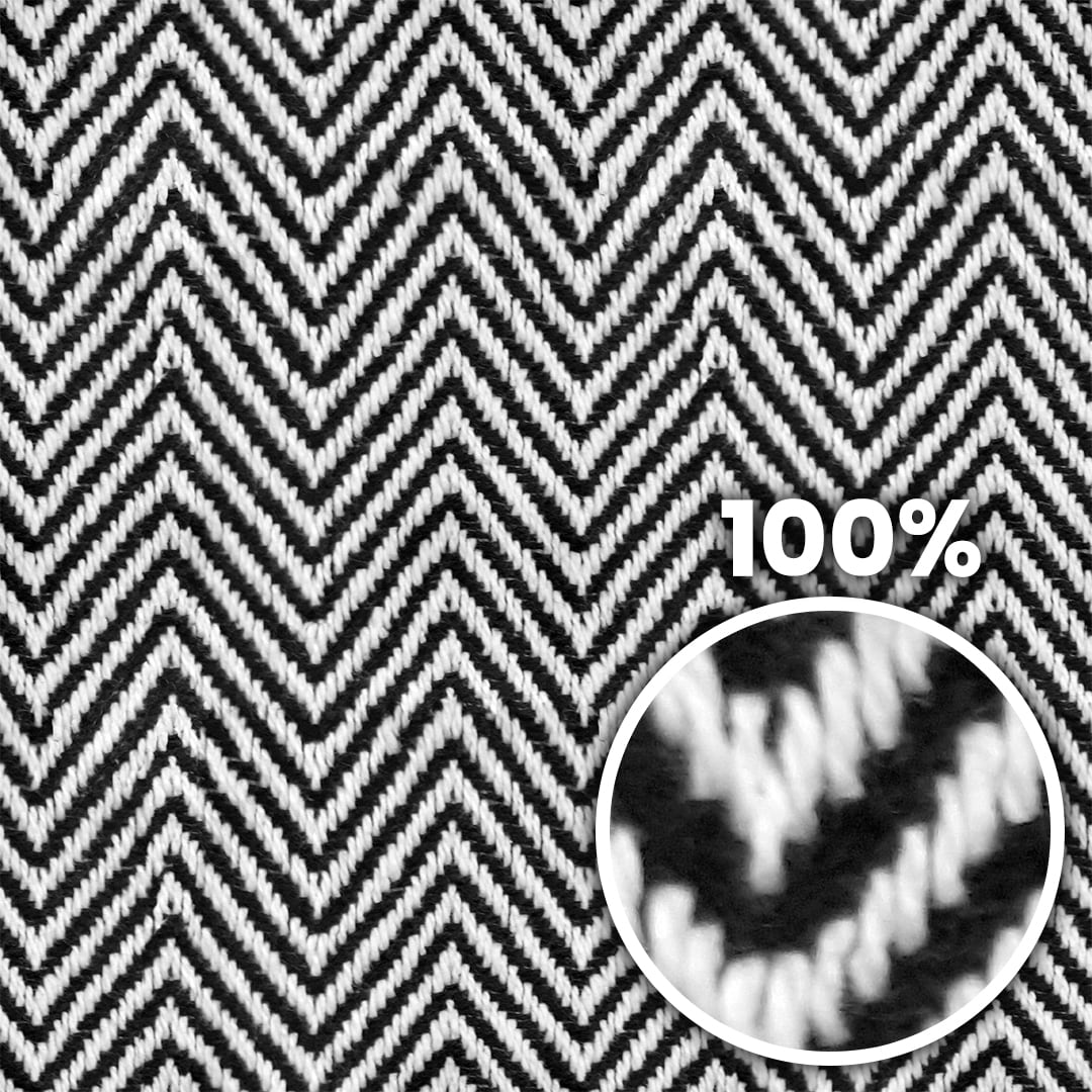 Tiling preview of a black and white fishbone zigzag patterned textile