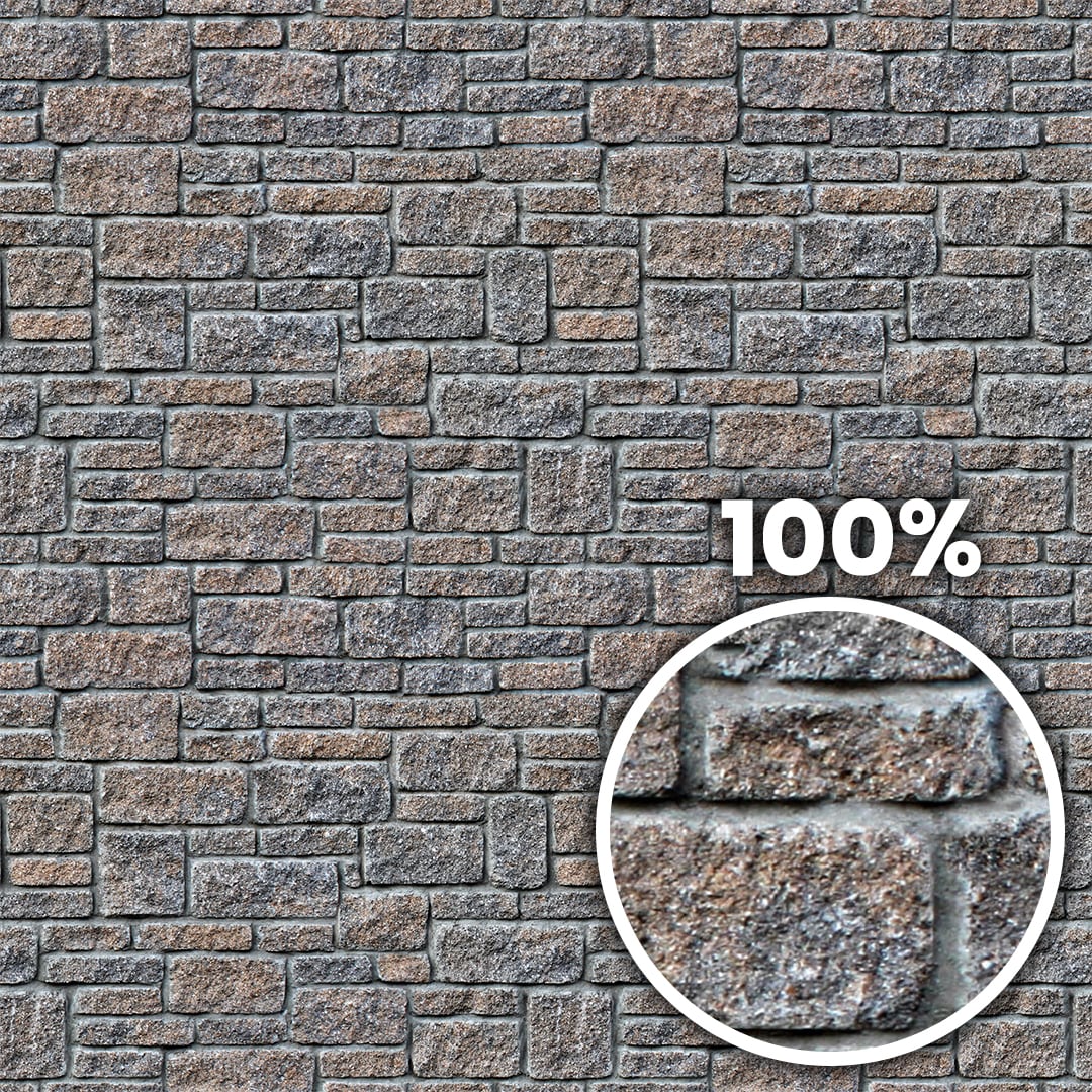 Tiling preview of a rectangular stone wall with different sized chiseled stones