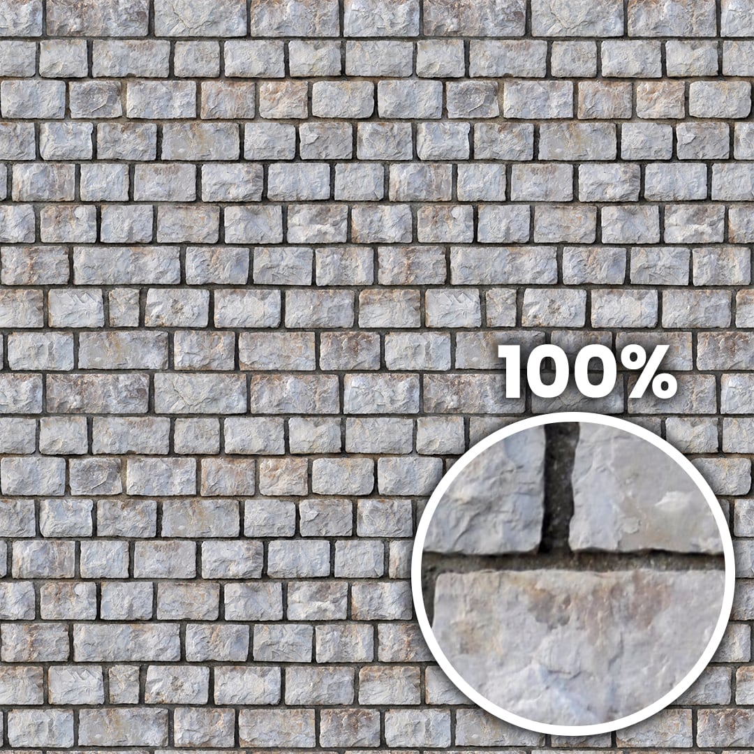 Tiling preview of a wall with rectangular granite blocks