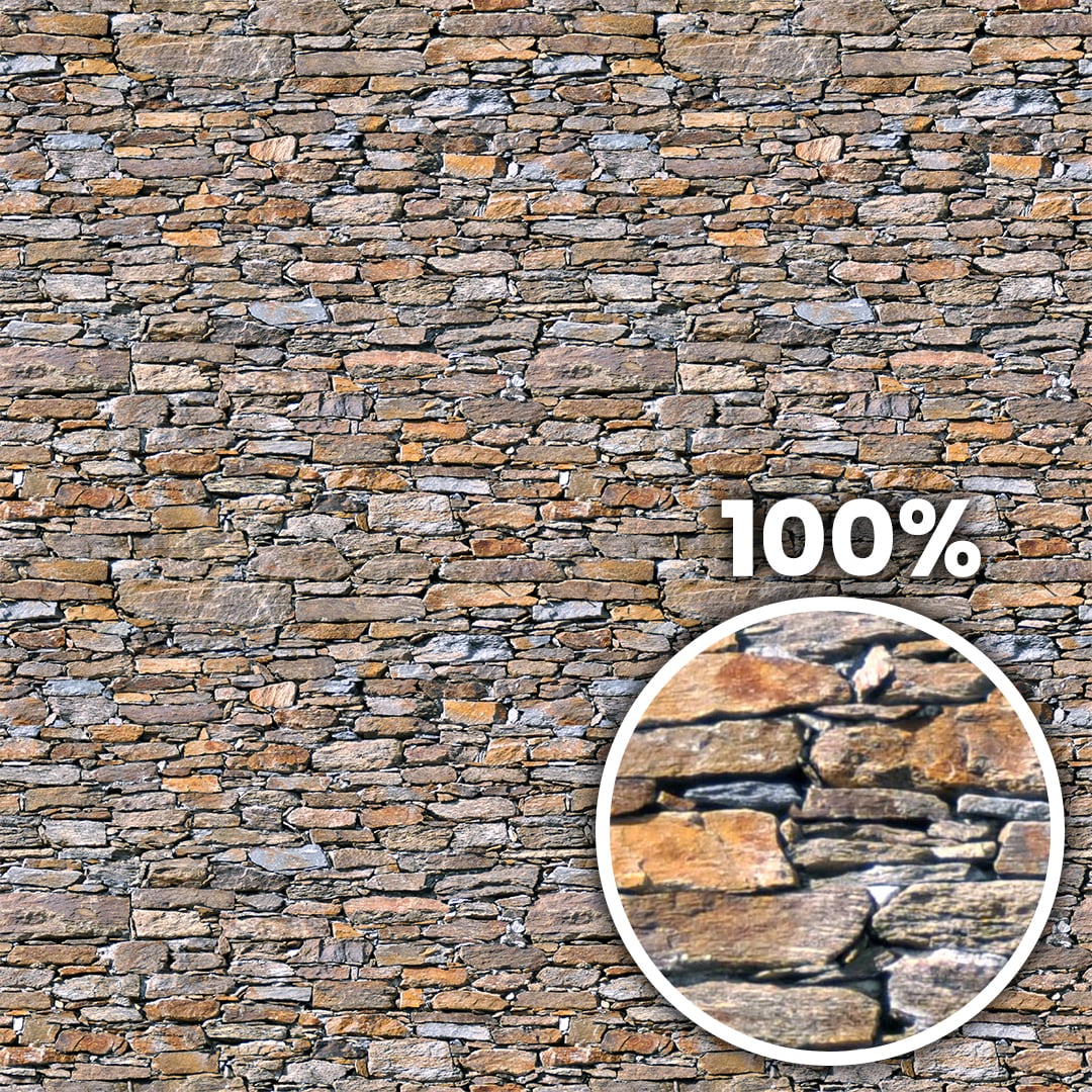 Tiling preview of a stone wall with elongated different sized mostly rectangular stones