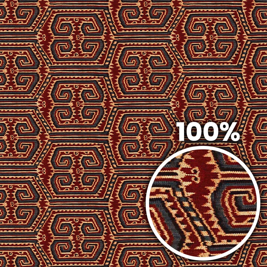 Tiling preview of a cloth with spiral and shield like motifs