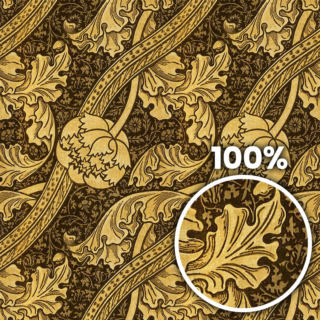 Tiling preview of a printed victorian velvet wallpaper with floral motifs