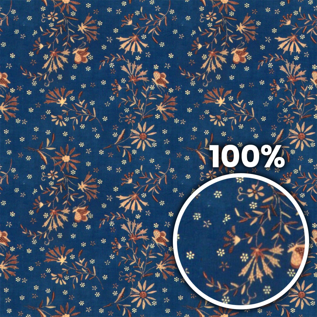 Tiling preview of a cloth with hip floral pattern on a dark blue background