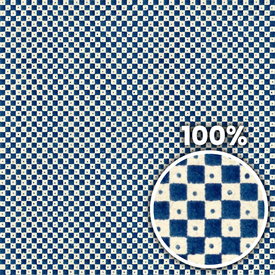 Tiling preview of a checkerboard pattern, printed using woodblock