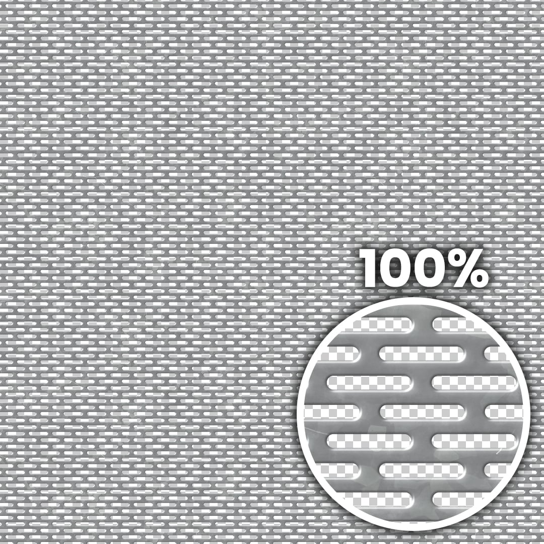Tiling preview of a perforated galvanized metal sheet with elongated pill shaped holes