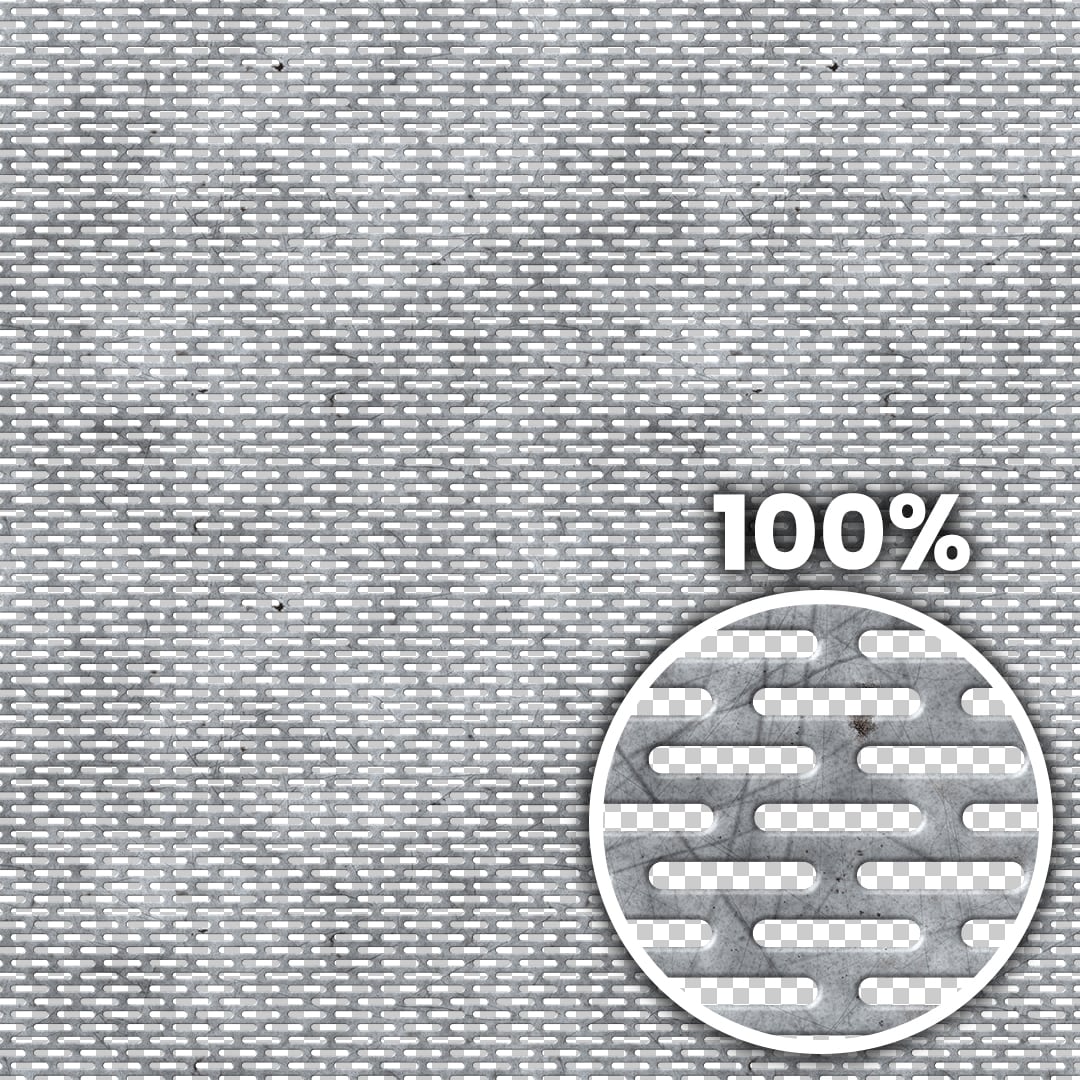 Tiling preview of a perforated metal sheet with elongated pill shaped holes with scratches