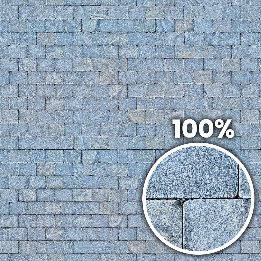 Tiling preview of a rectangular stone pavement with striated finish