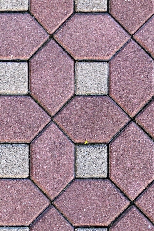 Red & White Geometric Stone Tile