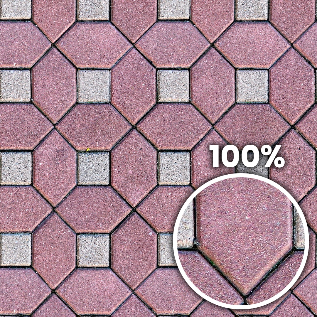 Tiling preview of a red and white geometric concrete pavement