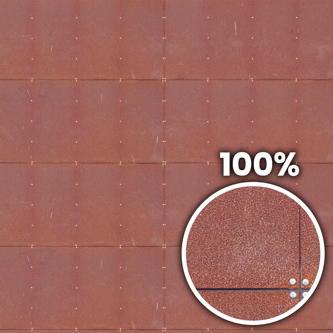 Tiling preview of a decorative rusty metal sheet cladding