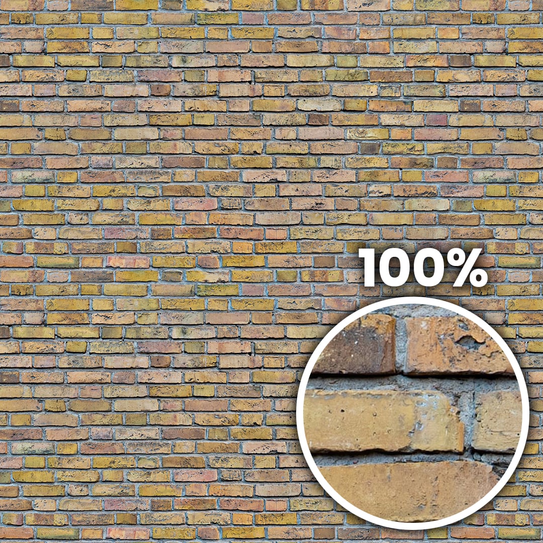 Tiling preview of a brick wall with ochre and yellow tinted bricks