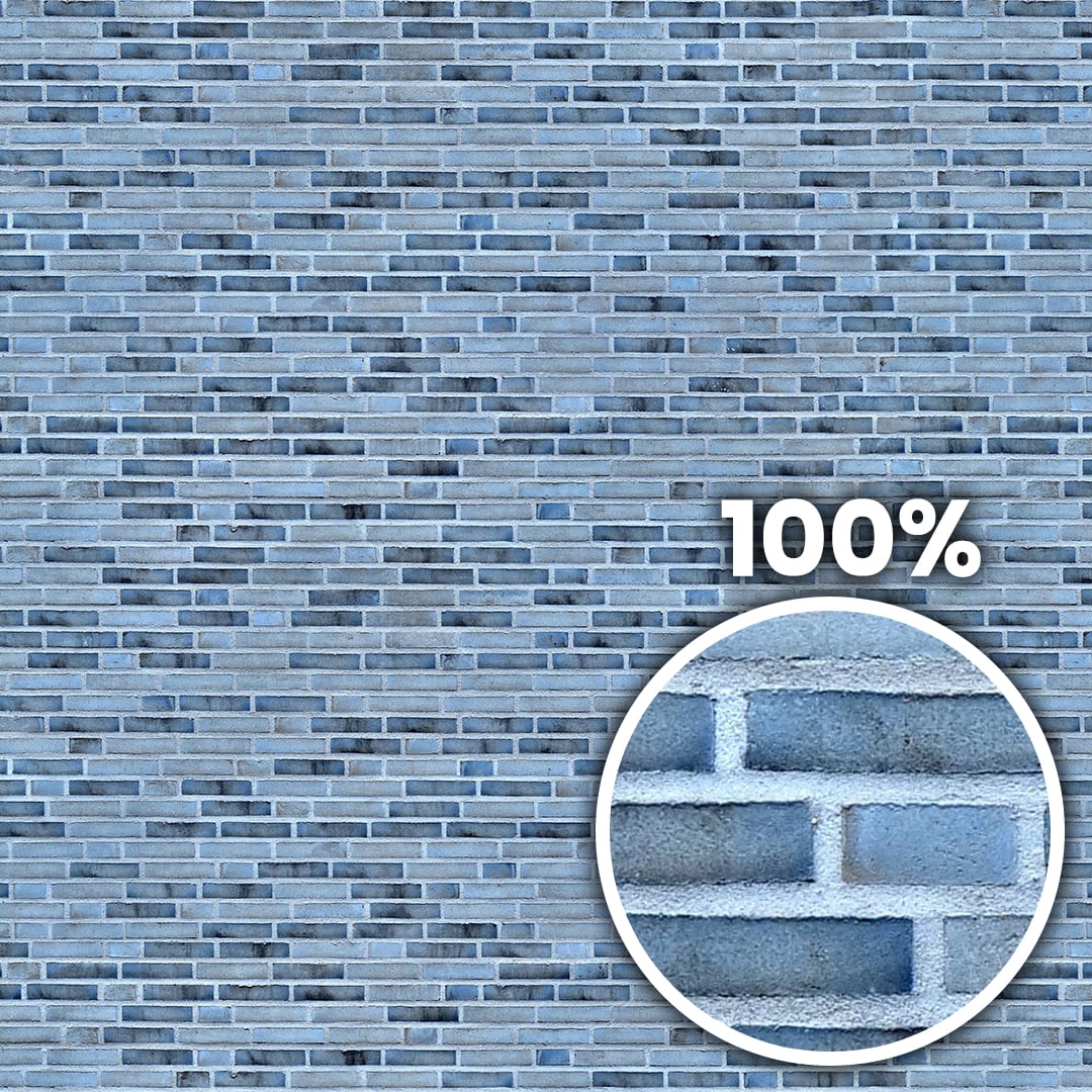 Tiling preview of a monochrome black & white decorative brick wall with a bluish tint