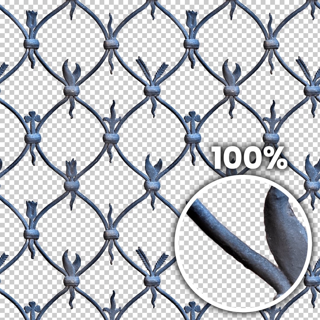 Tiling preview of an old wrought iron gate with decorative elements