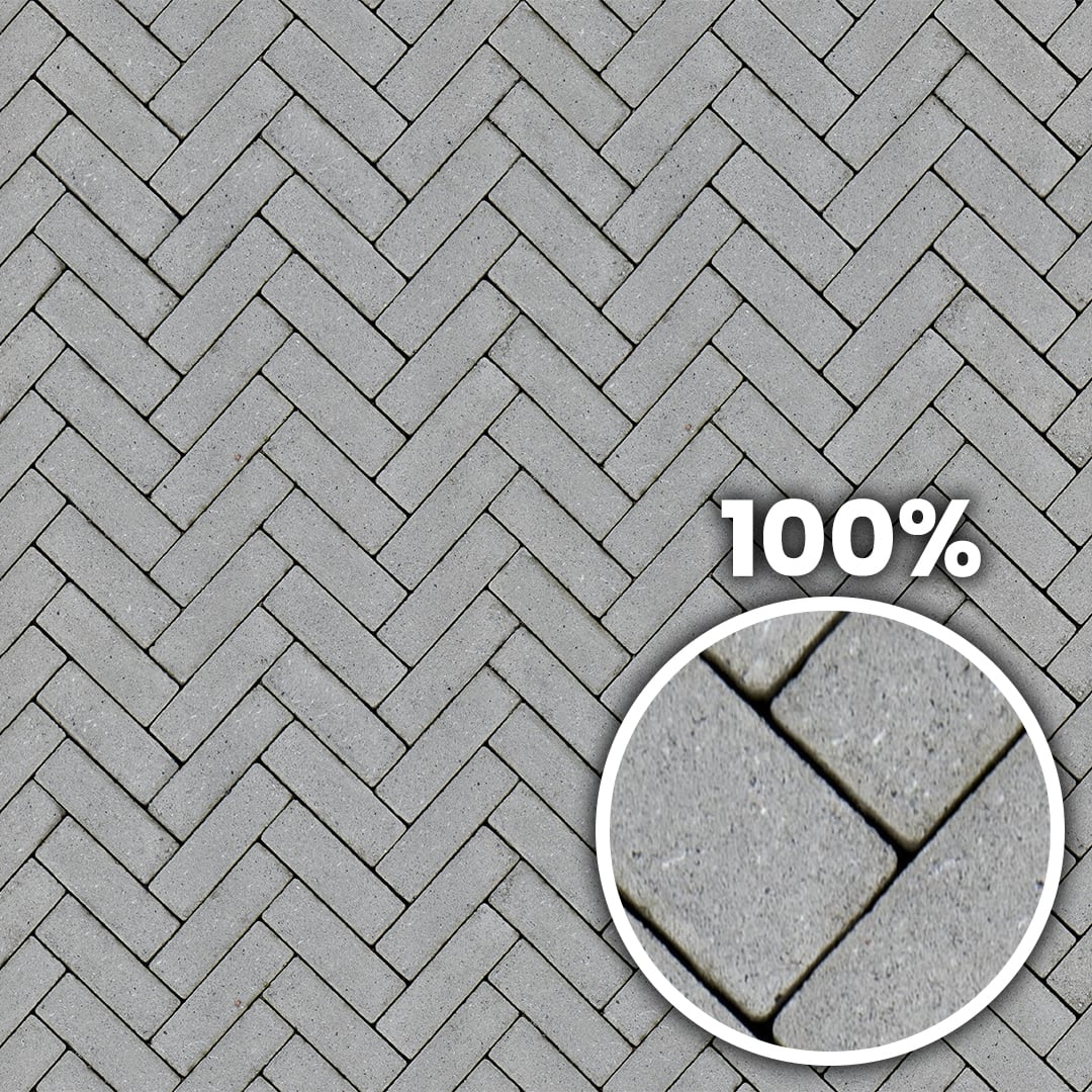 Tiling preview of a concrete brick tiled footpath arranged in a zigzag pattern