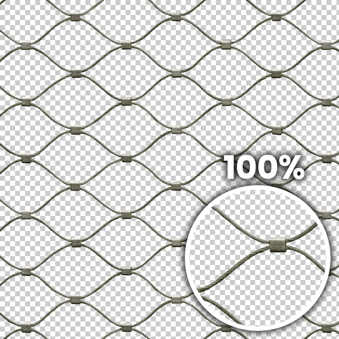 Tiling preview of a fence made of thin stainless steel wire rope