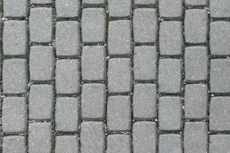 Close-up of a rectangular concrete pavement with grass between