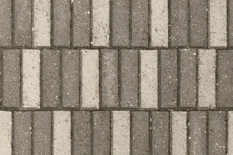 Close-up of a black & white rectangle concrete pavement sidewalk