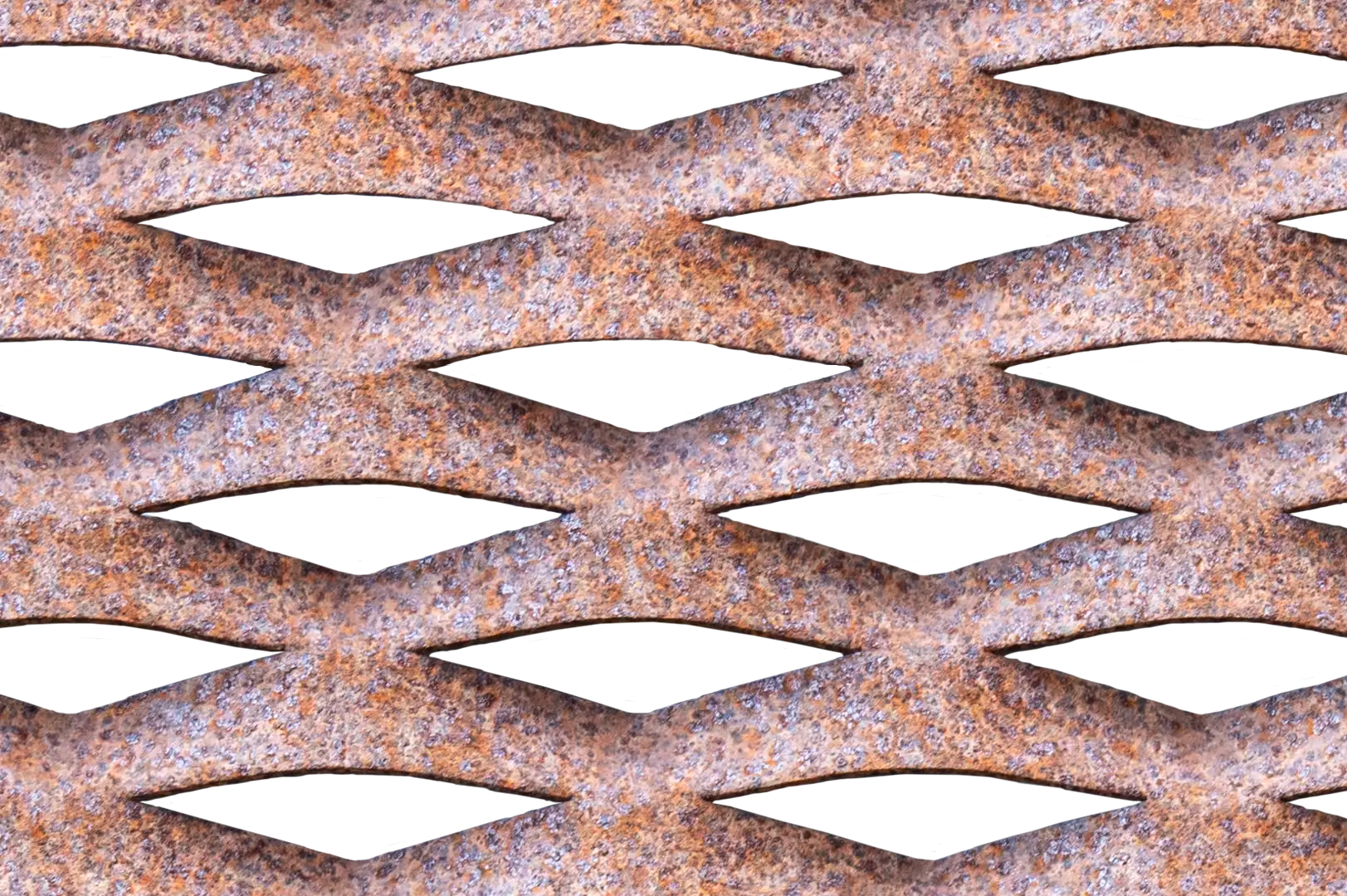 Close-up of a rusty expanded metal mesh