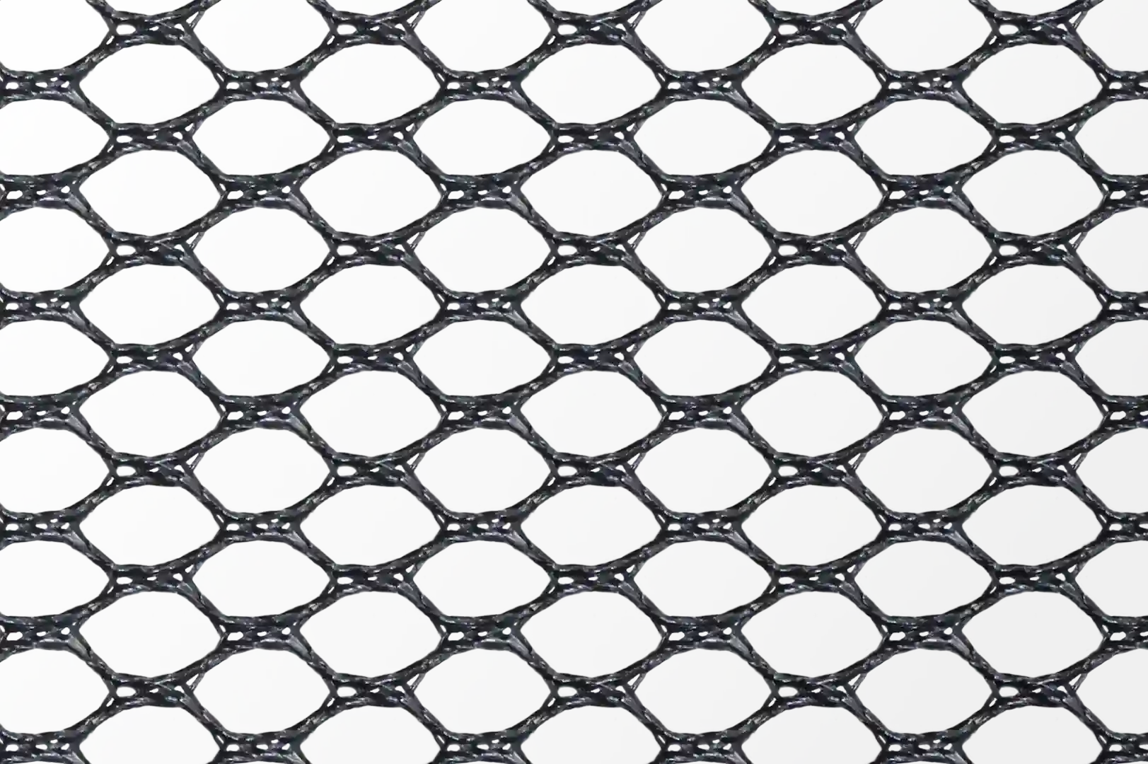 Close-up of a black plastic mesh with transparent background