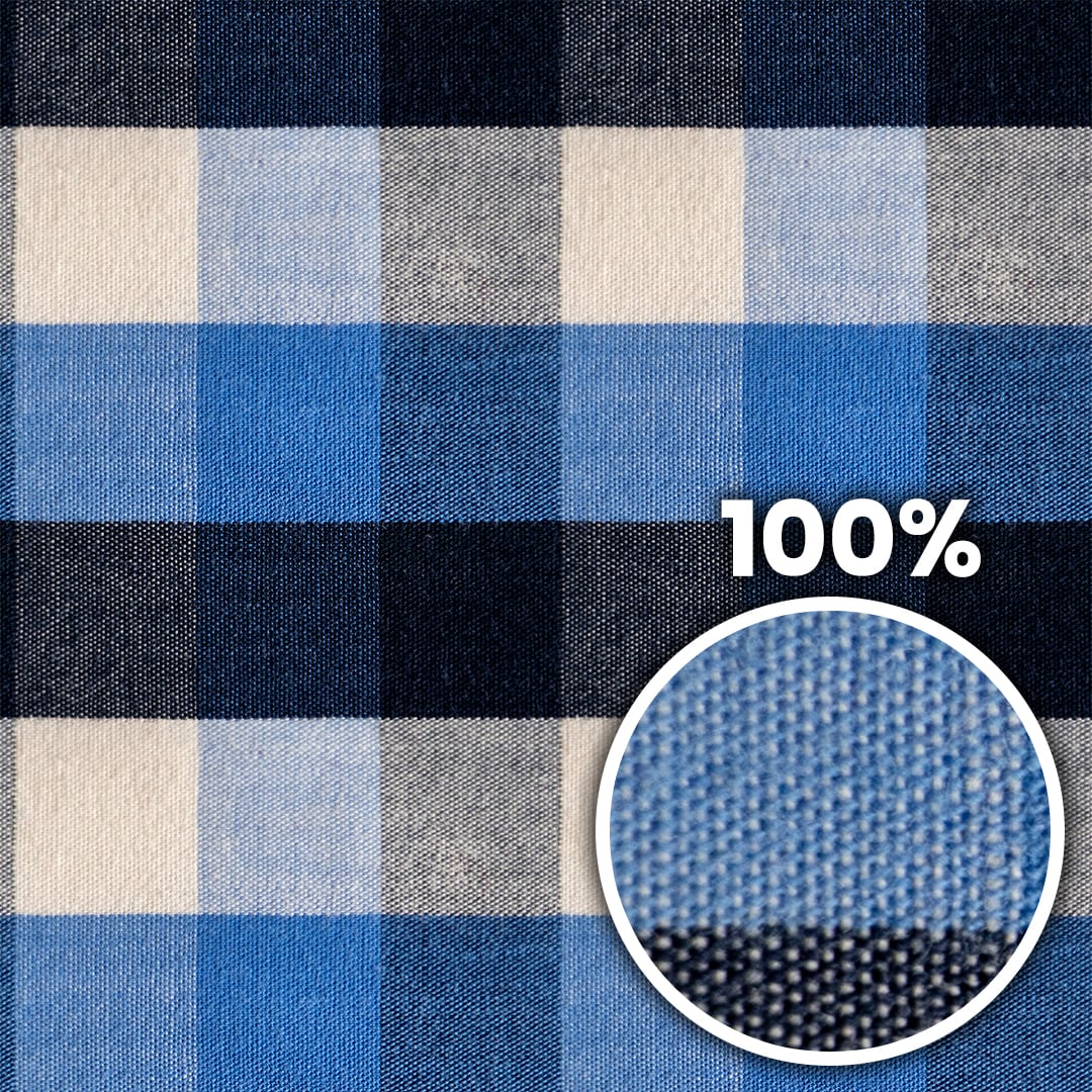 Tiling preview of fine cotton fabric with a checkerboard pattern texture