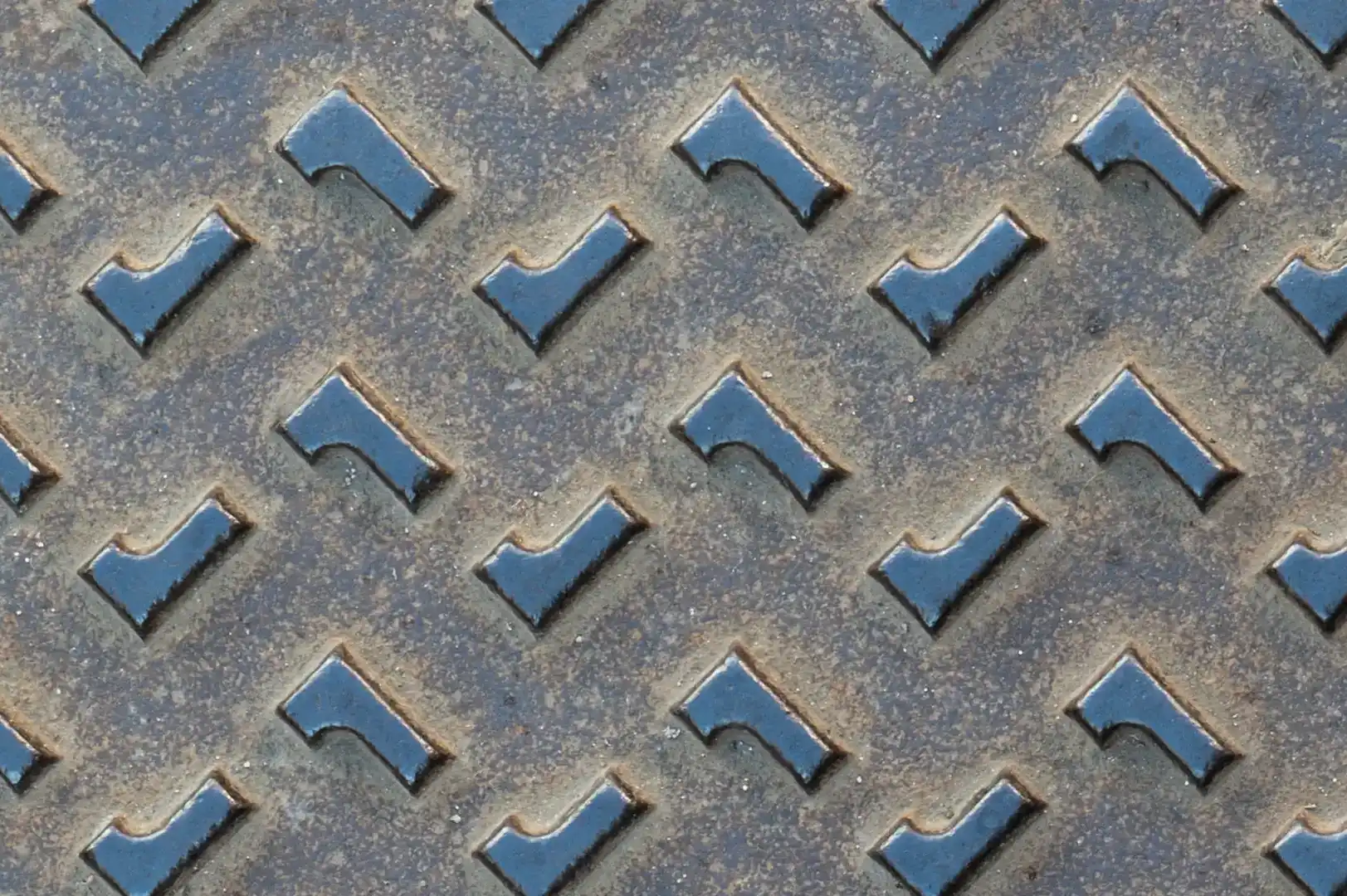 Close-up of a manhole cover with anti slip features