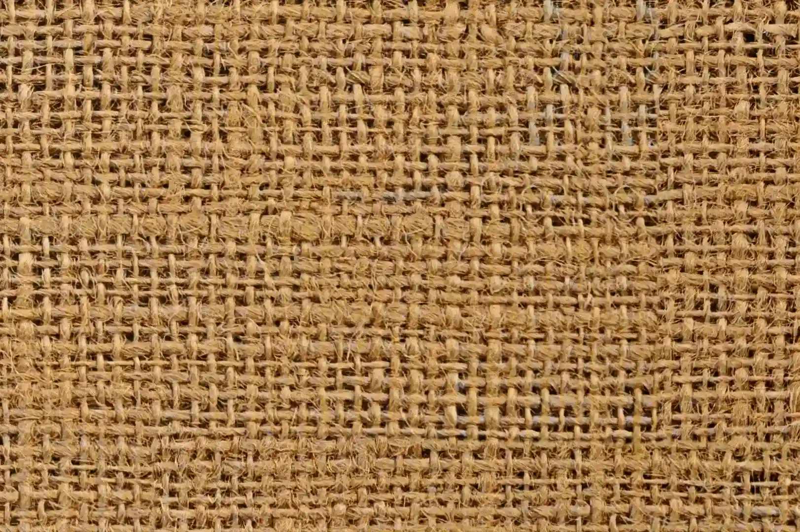 Close up view of a brown burlap fabric